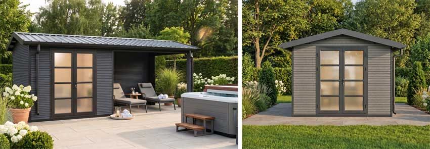 APEX-WPC-Gartenhäuser mit Satteldach