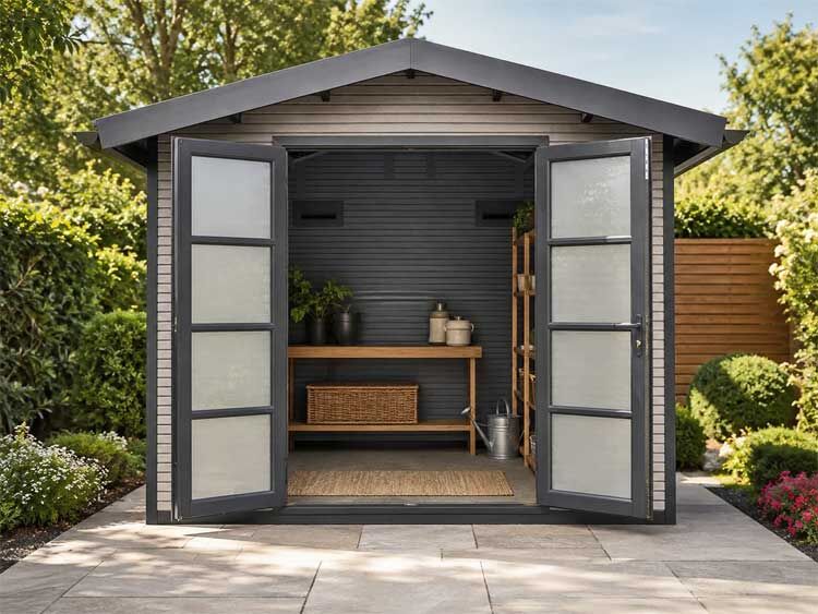WPC Gartenhaus APEX 8,40 m² mit Satteldach