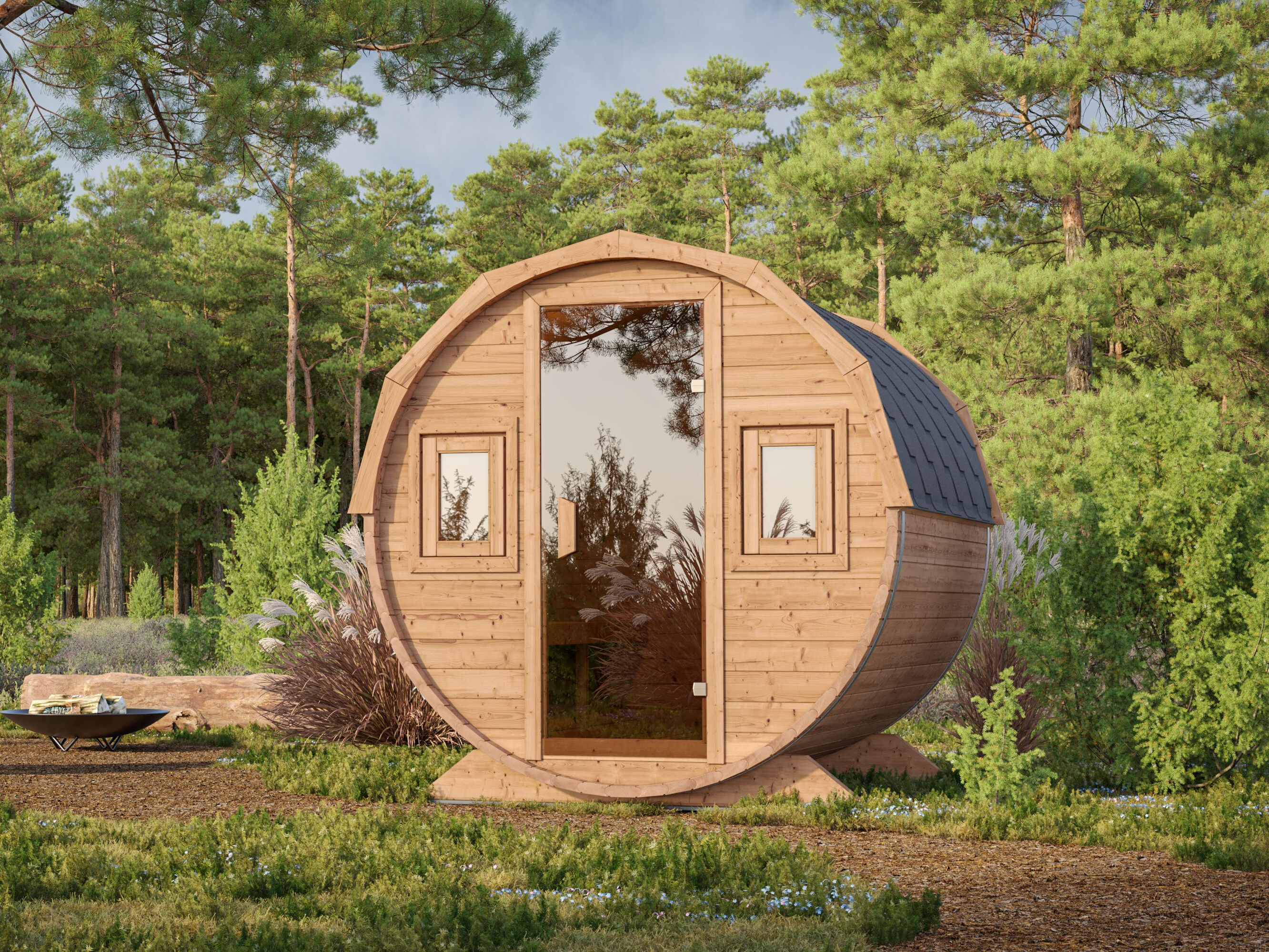 Fjordholz Fass-Sauna Modell Quadro 170 cm