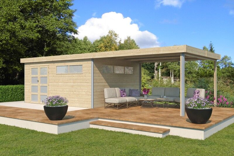 Gartenhaus Alu-Line Modell Kasuko-XXL-mit-Anbau