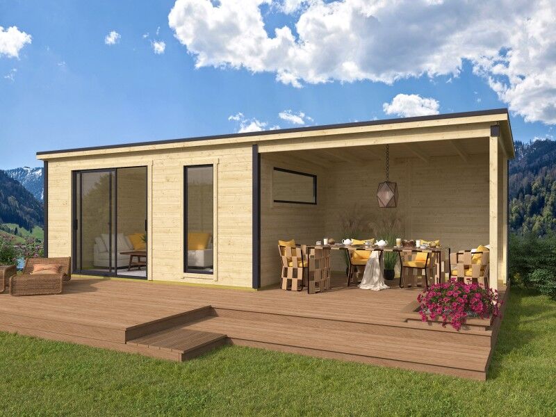 Fjordholz Gartenhaus Modell Juist-3 mit Anbau