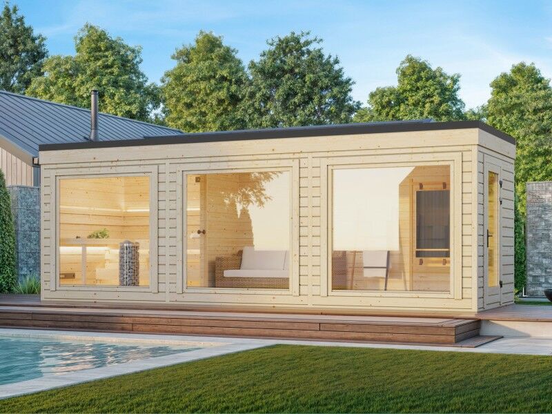 Fjordholz Saunahaus Modell Panorama Cube 70 D