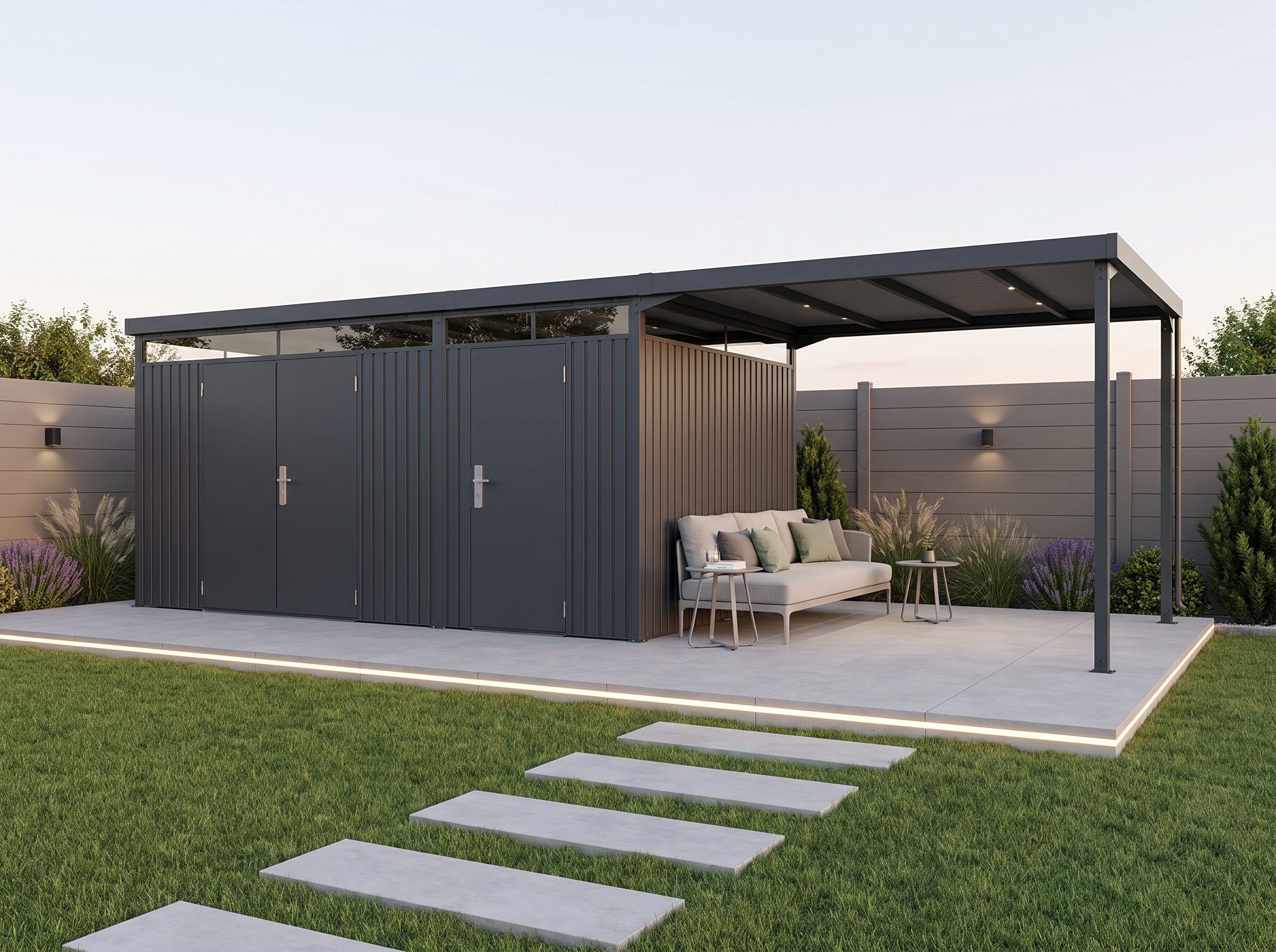 24% Rabatt ✓ StarLine Metall Gerätehaus Solidum 2-Raum 21,90 m² | modern