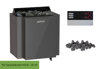 Harvia Qubic Black Steel Bio-Kombiofen 9 KW mit externer Steuerung