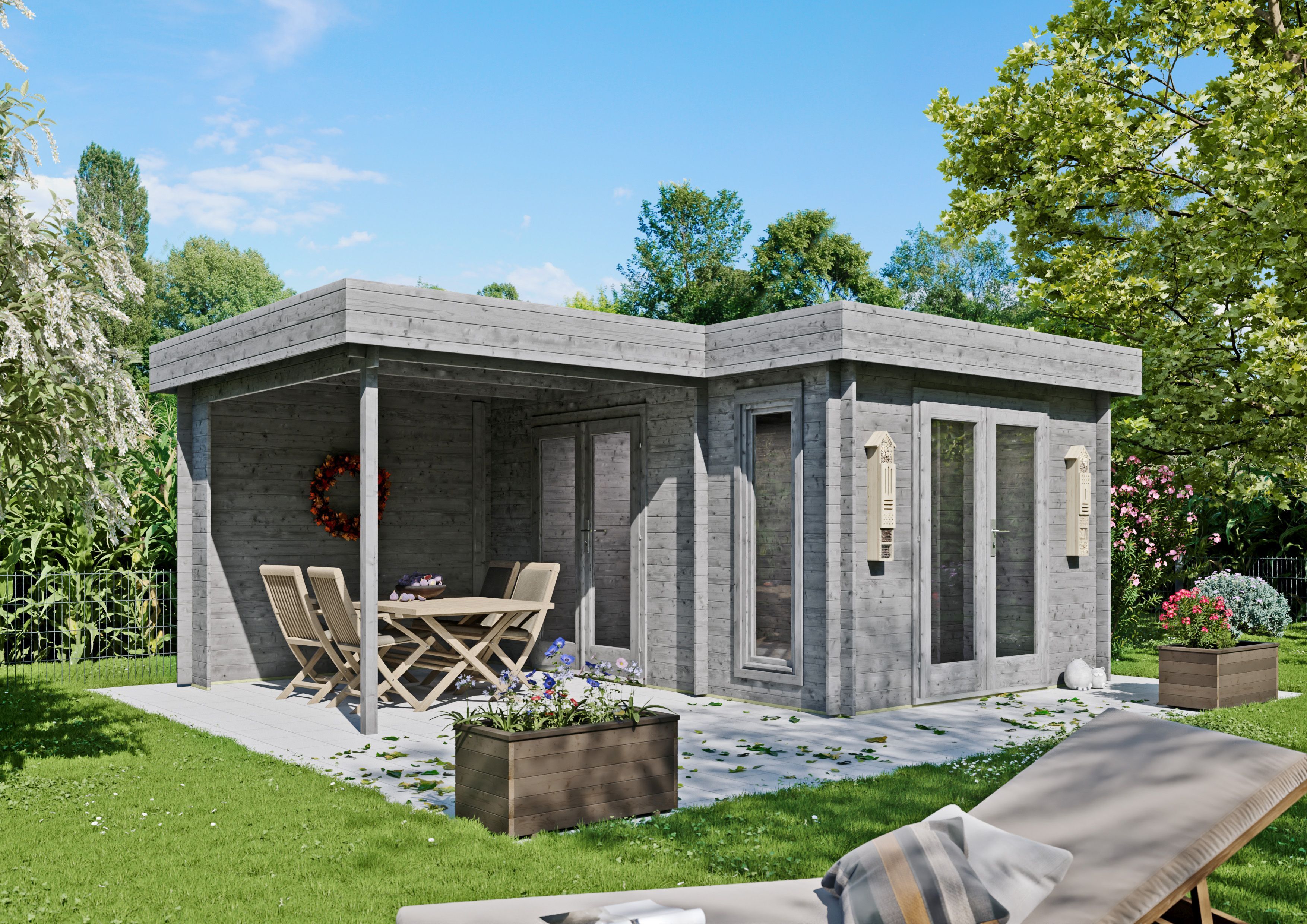 Fjordholz Flachdach Gartenhaus Modell Samim 28