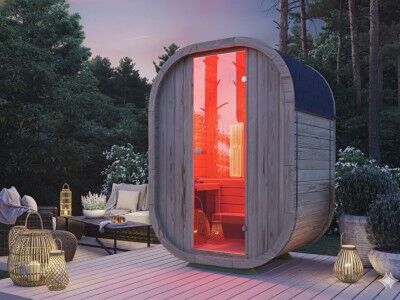 Fjordholz Fass-Kombisauna Modell Luxe Micro Kombi