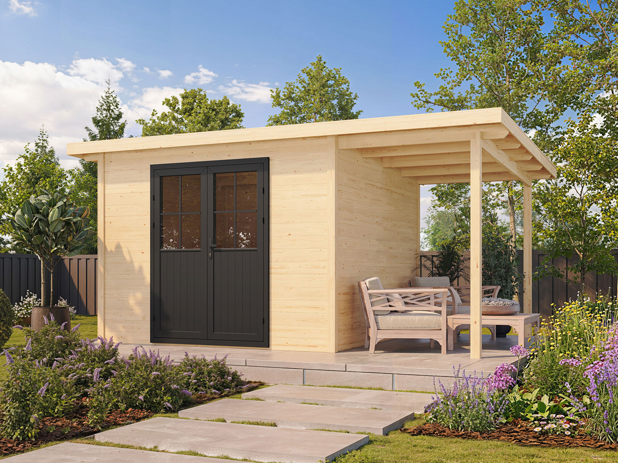 26% reduziert - Fjordholz Gartenhaus Modell Alu Line 28-B