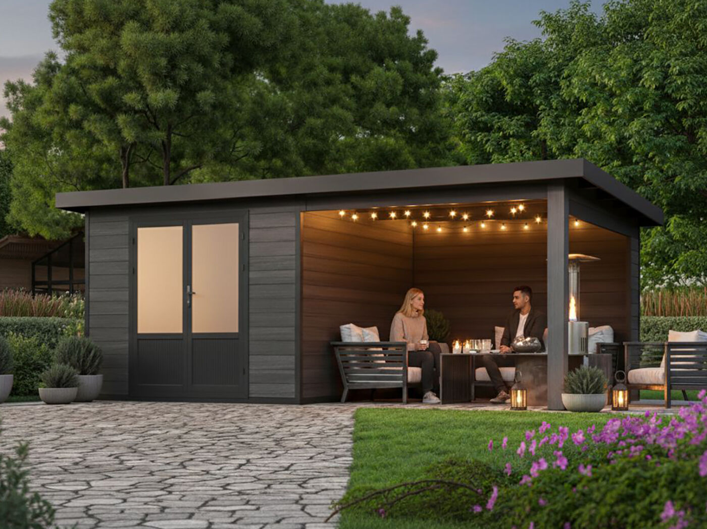 WPC Gartenhaus mit Terrasse Modell Style DeLuxe Rabatt: 29 %