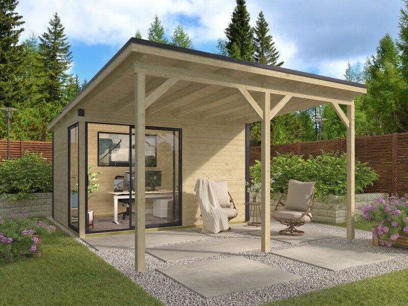 Fjordholz Gartenhaus Modell Amrum-2 mit Vordach