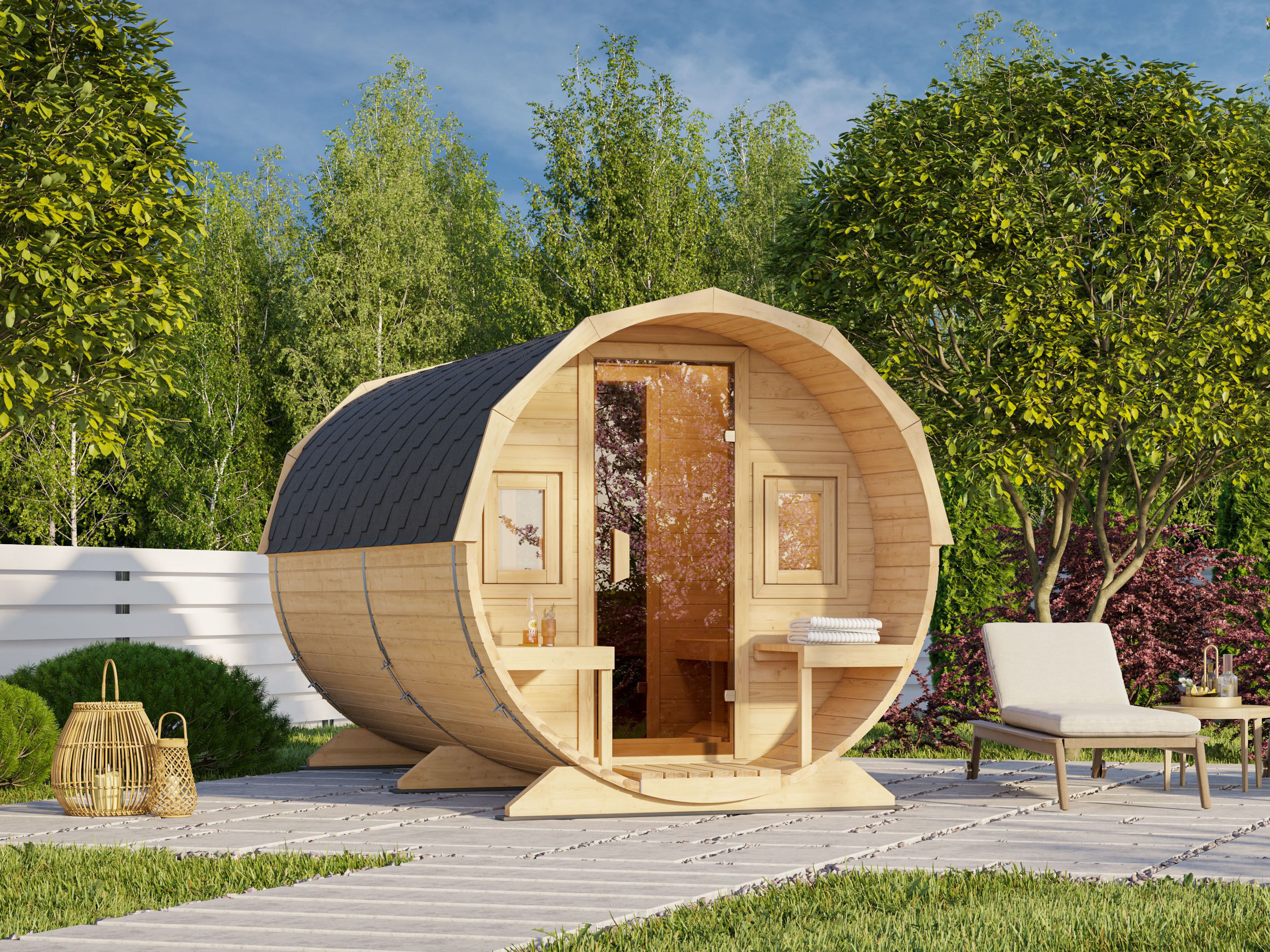 Fjordholz Fass-Sauna Modell Elina