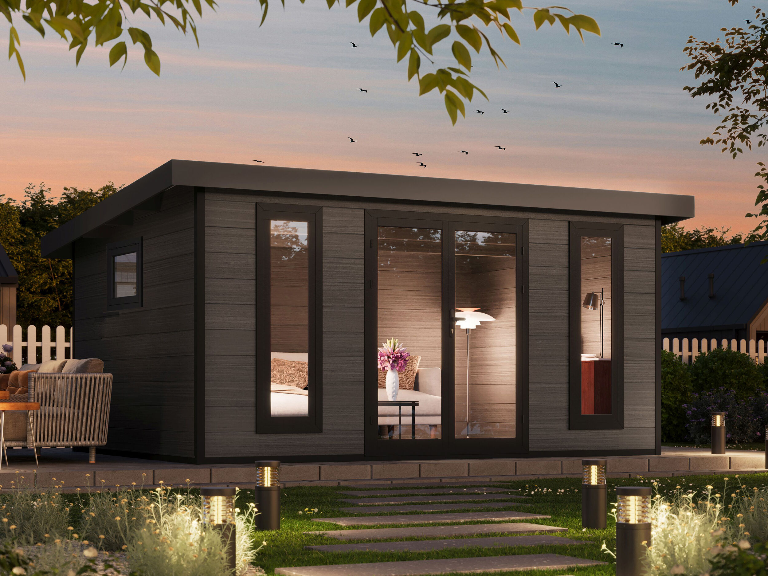 21% reduziert - WPC Holzgartenhaus Modell Panorama 13,44 m² 21% reduziert - WPC Holzgartenhaus Modell Panorama 13,44 m²