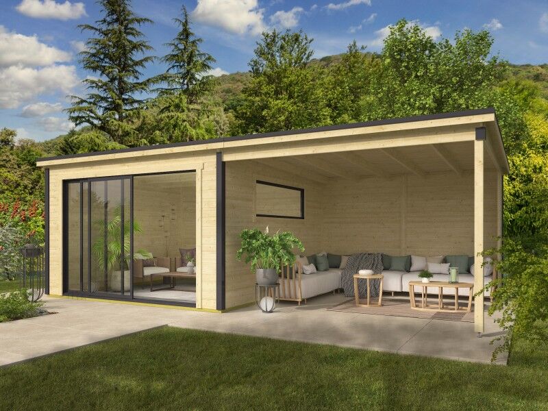 Fjordholz Gartenhaus Modell Poel-2-mit-Anbau