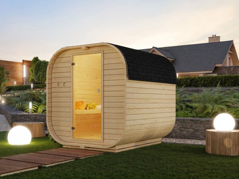 Fass-Sauna Modell Quadro Koura-1