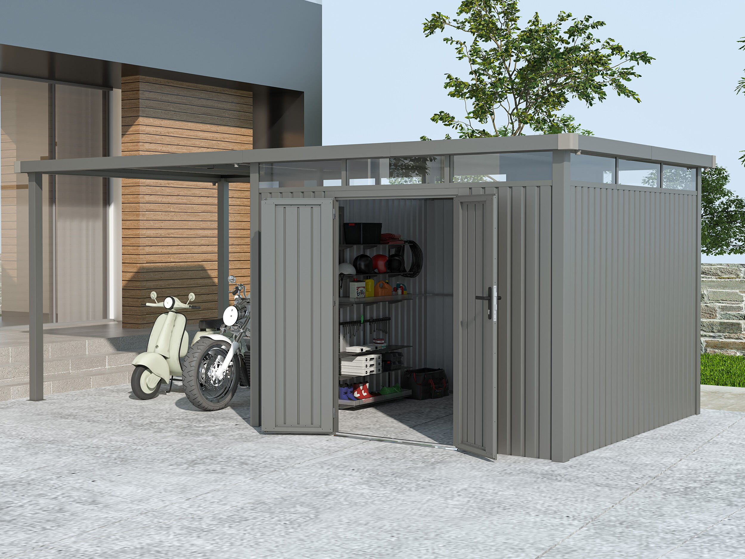Metall Gerätehaus Modell Style 7,56 m² Spar-Set-1 Rabatt: 29 %