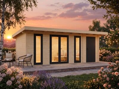 Fjordholz 2-Raum Gartenhaus Modell Alu Line 44-F