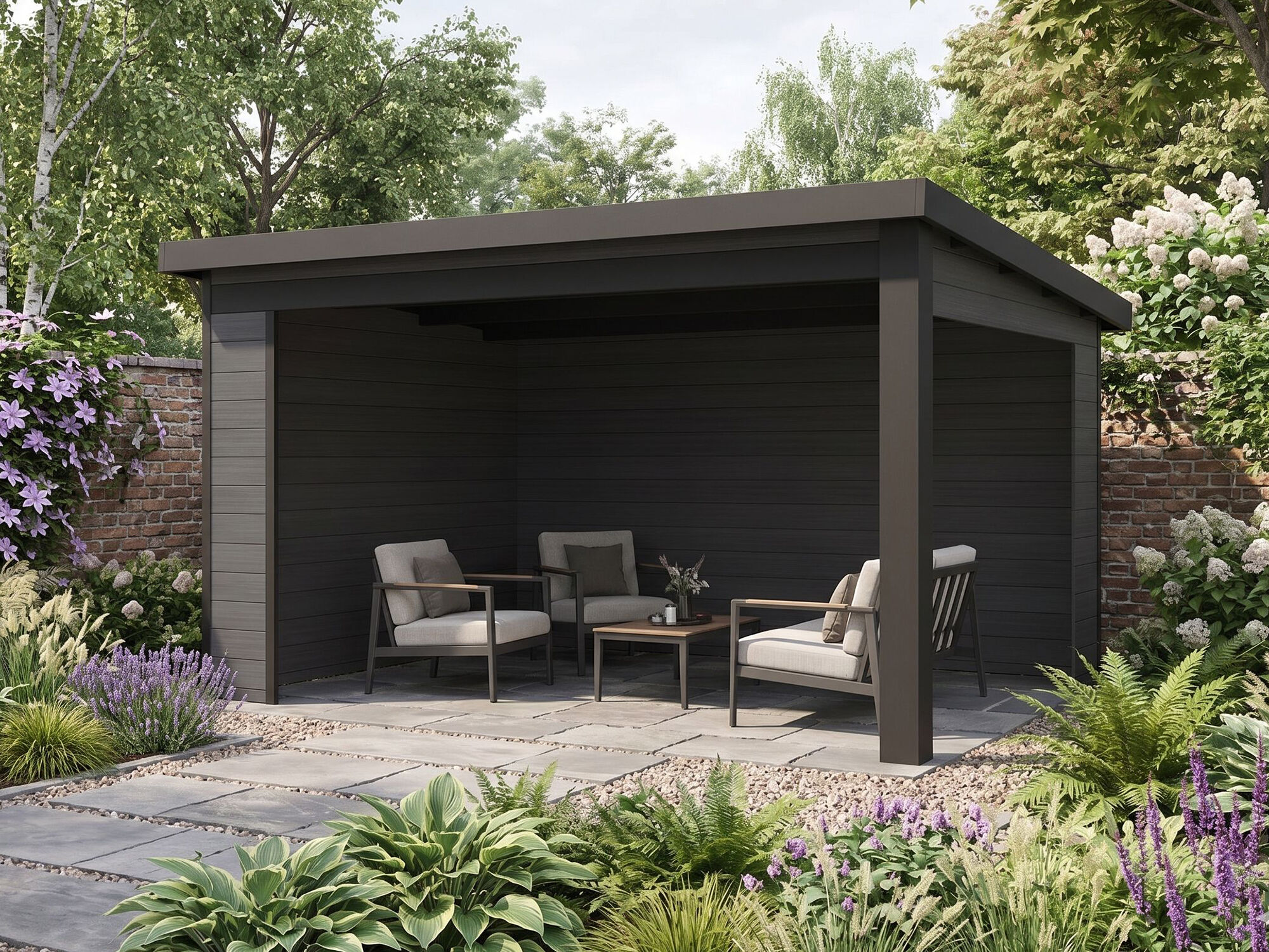 WPC Gartenlaube Modell Lounge 12,0 m²