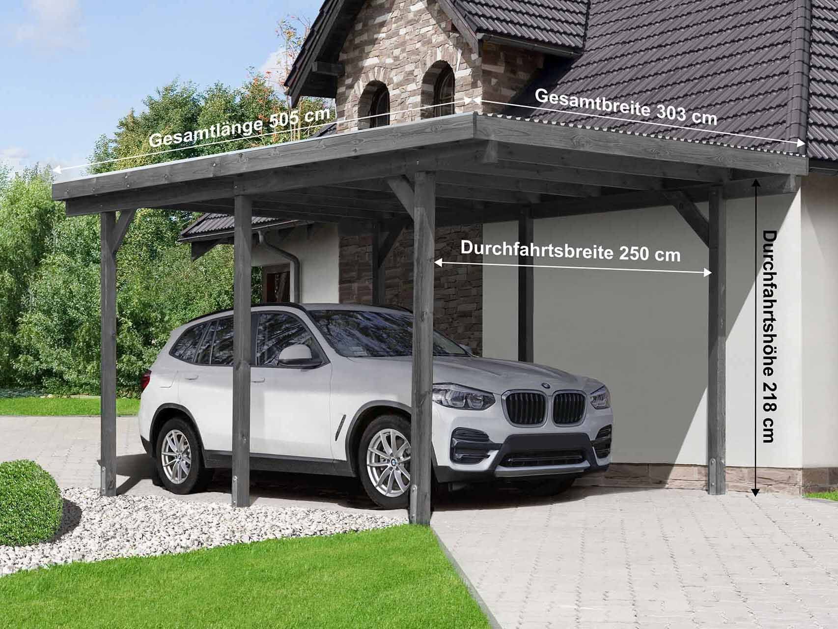 Fjordholz Einzelcarport Modell Mika KDI grau