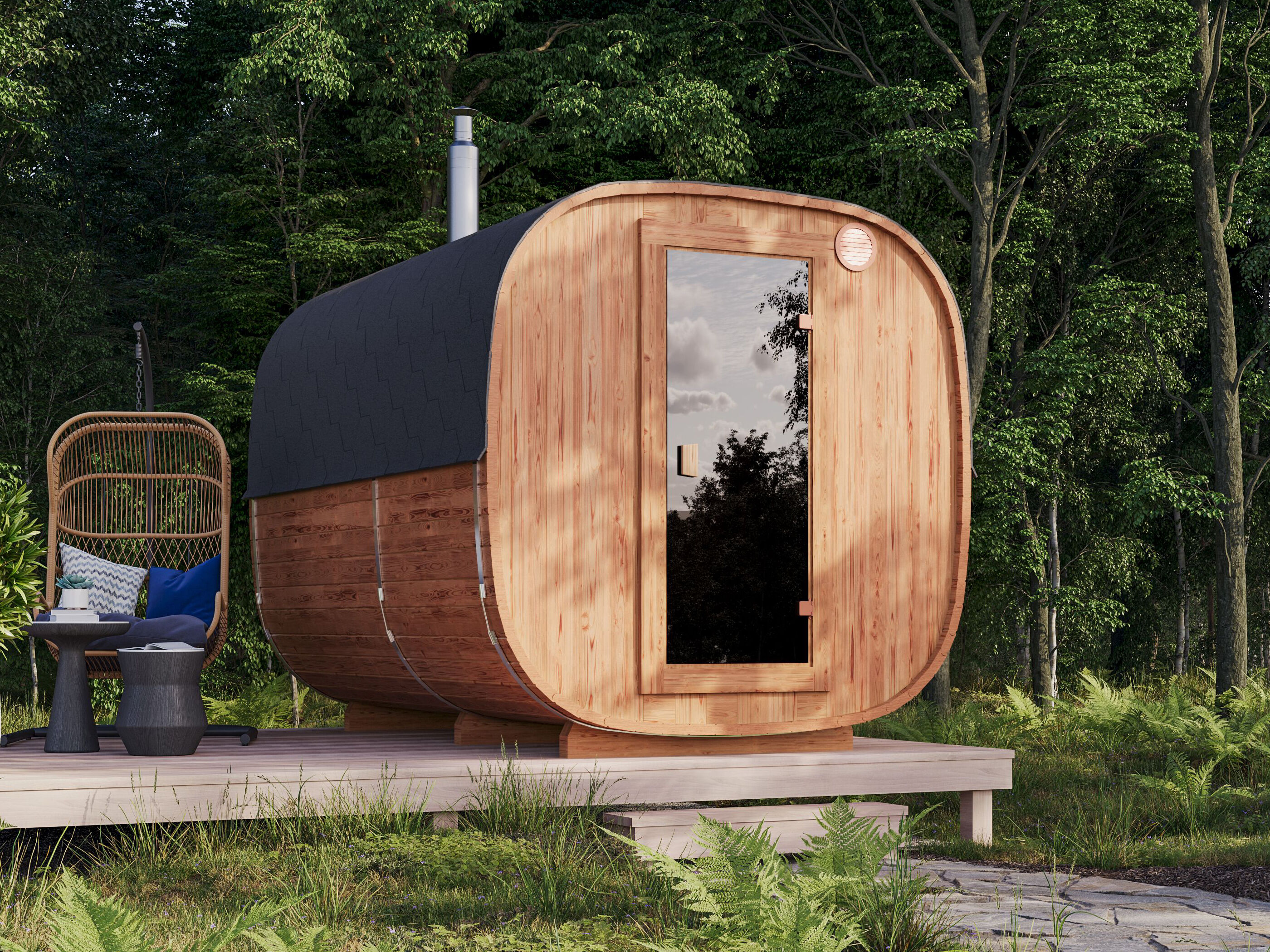 Fjordholz Fass-Sauna Modell Quadro 170 cm