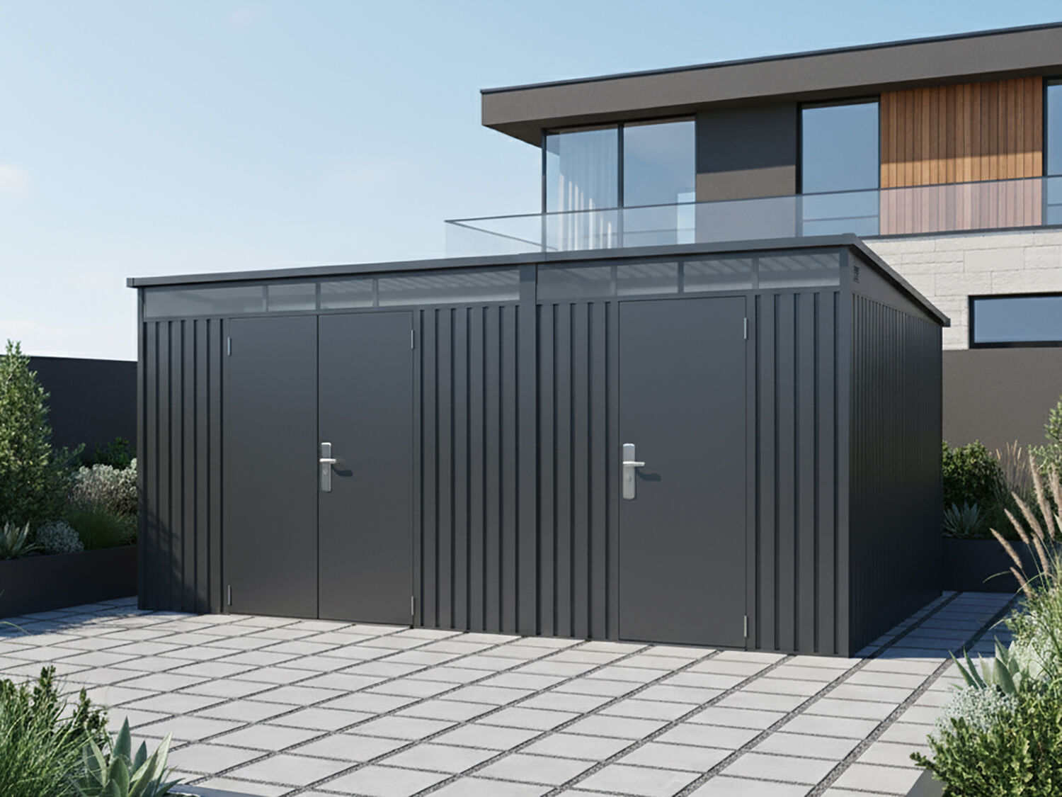 2-Raum Metall Gerätehaus Skylight Duo 12,96 m²