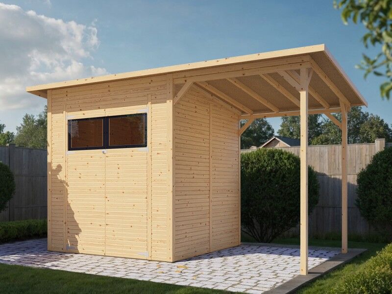 Gerätehaus Modell Pent Modern 3 Plus natur