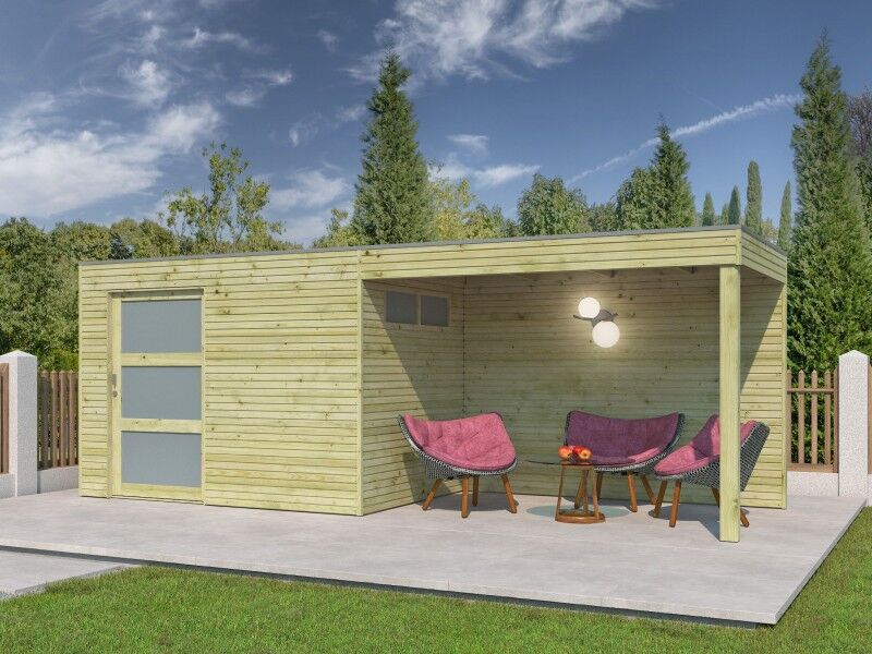 Gartenhaus Modell QBS-Line 6,30 m² + 300 cm Anbau