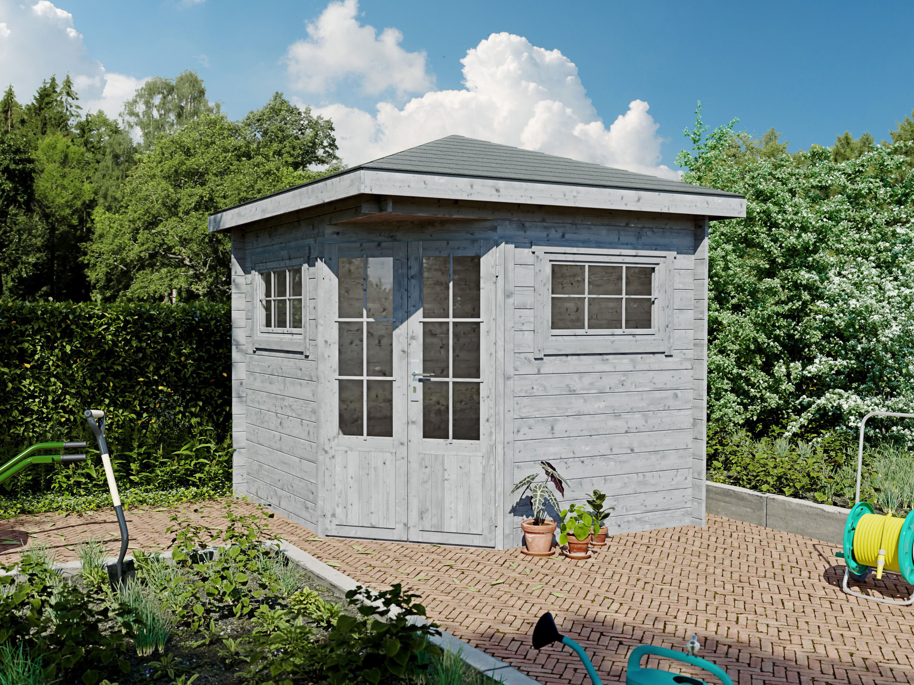 Fjordholz 5-Eck Gartenhaus Modell Evelyn 1B