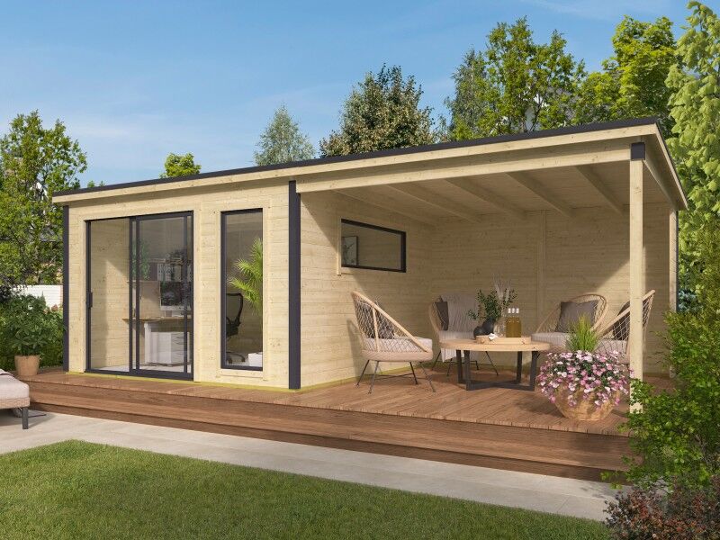 Fjordholz Gartenhaus Modell Juist-2 mit Anbau