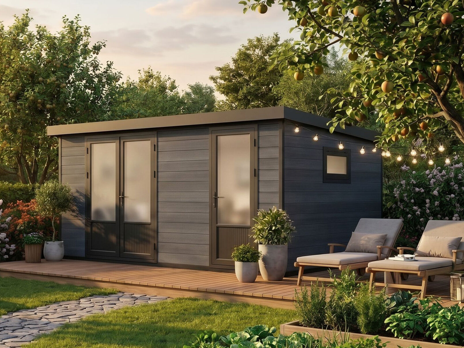 29 % billiger: WPC Gartenhütte Modell Style DeLuxe 2-Raum 12,24 m² 4x3m