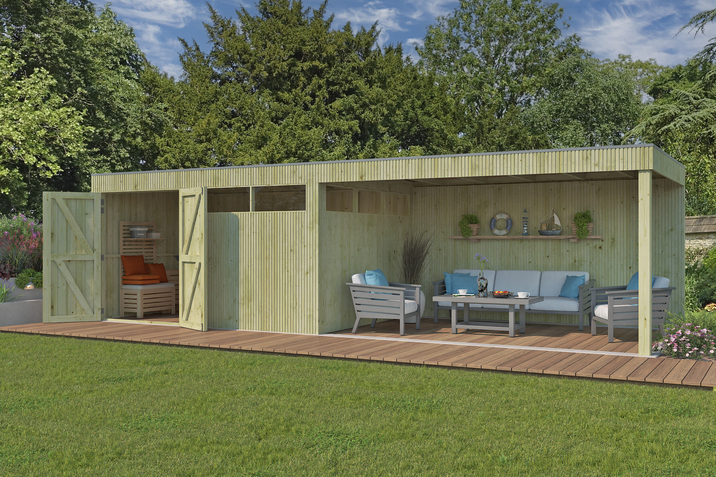 Gartenhaus Modell QBV3-Line 11,89 m² + 400 cm Anba Rabatt: 26 %