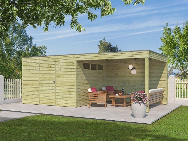 Gartenhaus Modell QB-Line 9,00 m² + 300 cm Anbau