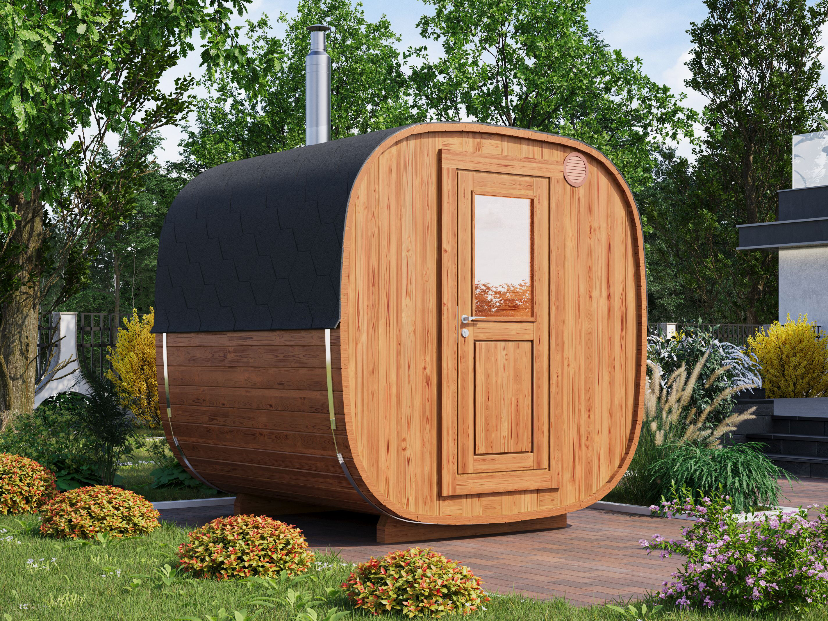 Fjordholz Fass-Sauna Modell Quadro 170 cm