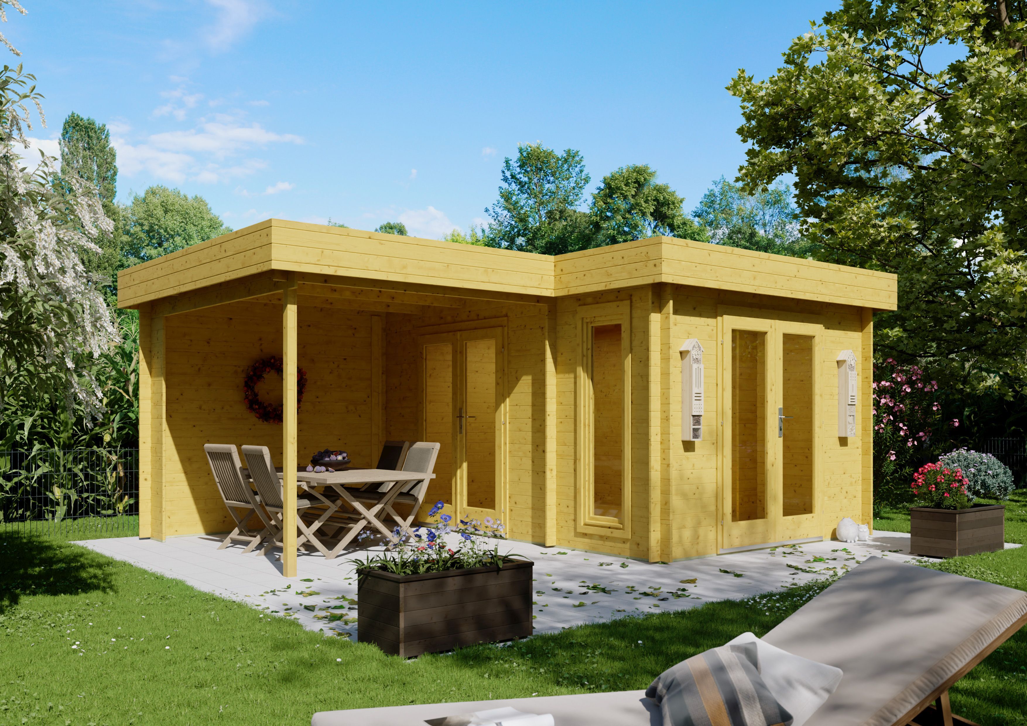Fjordholz Flachdach Gartenhaus Modell Wendy 28| Rabatt: 26%|5x4m