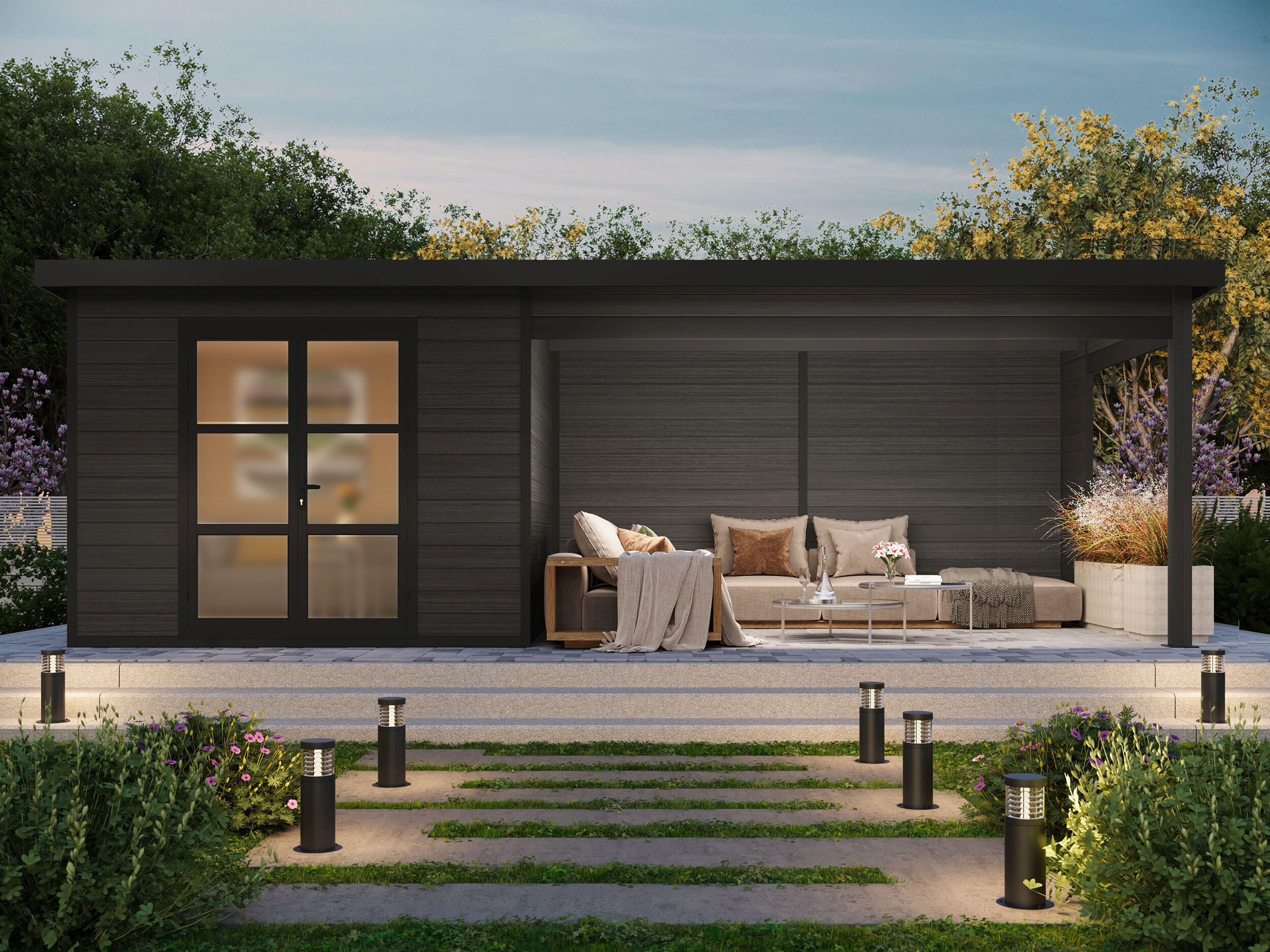 WPC Gartenhaus mit Terrasse Modell Lounge XL |Rabatt: 20 %