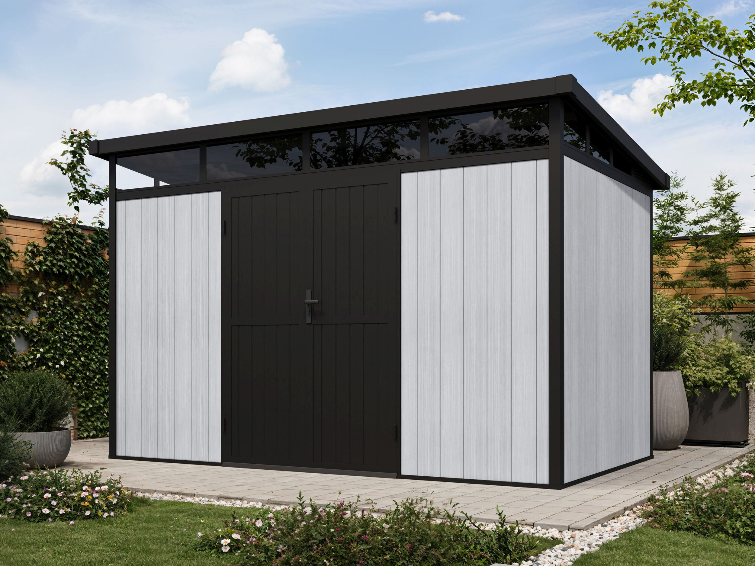 WPC Gartenhaus Modell Skylight Pent 7,40 m²| Rabatt: 26%|3x2m