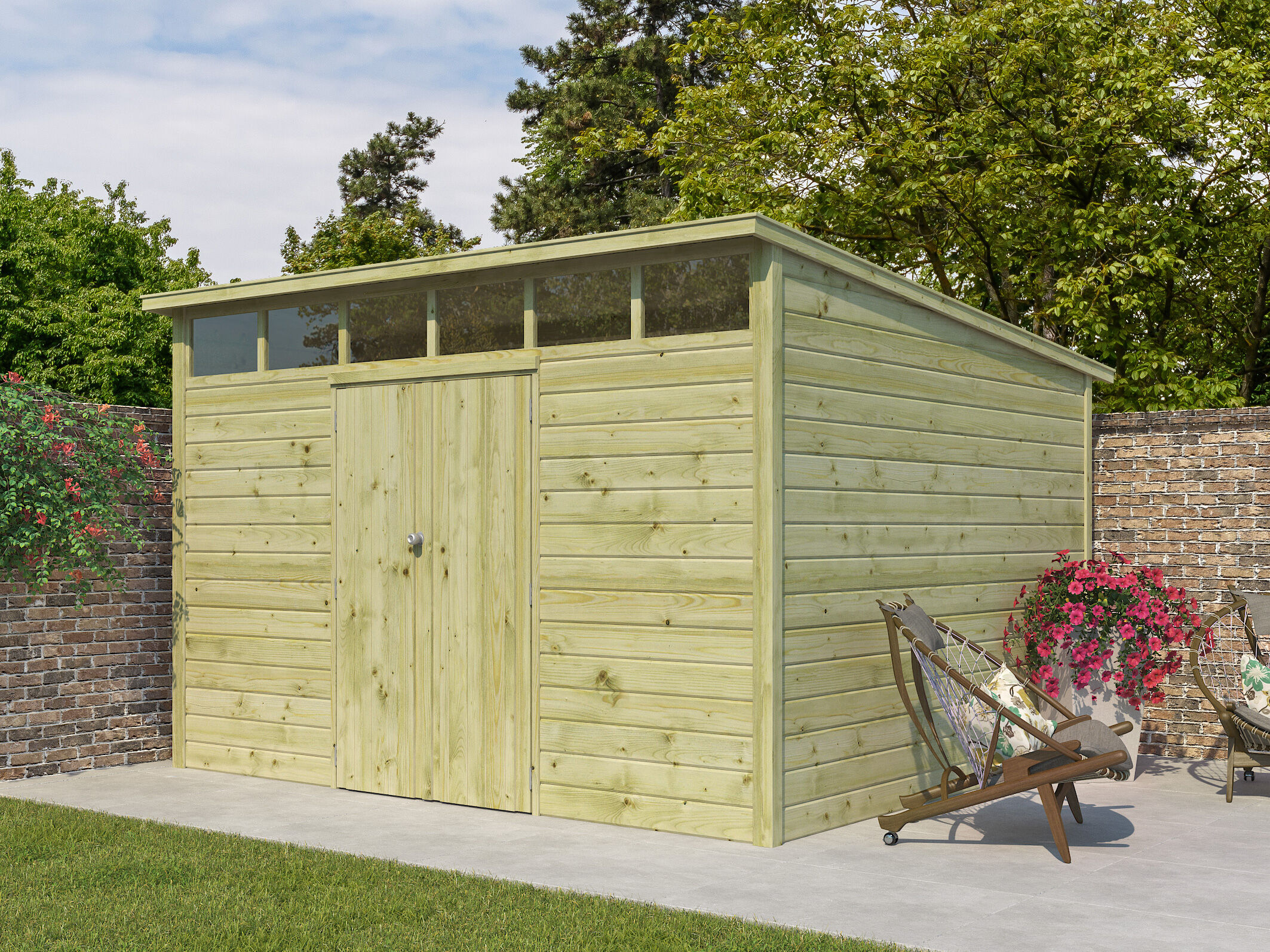 4x3m Gartenhaus Modell Q-Line 10,80 m²| Rabatt: 26%