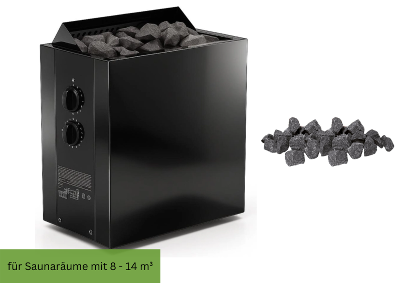 Harvia Qubic Black Steel Saunaofen 9 KW mit eingebauter Steuerung