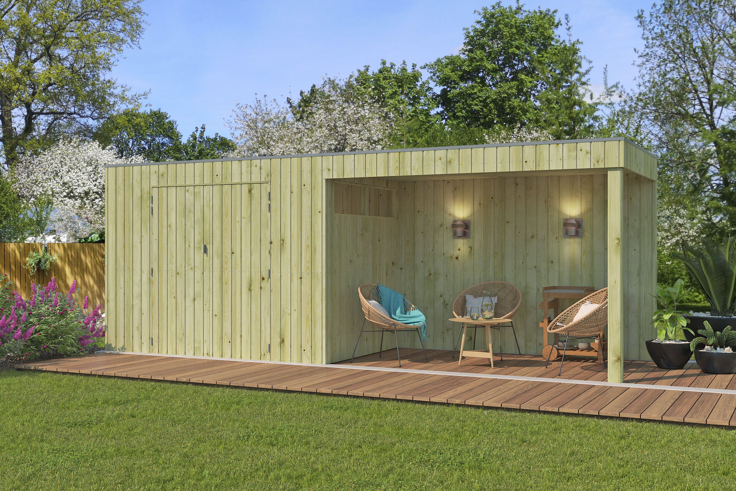 Gartenhaus Modell QBV3-Line 14,90 m² + 400 cm Anba