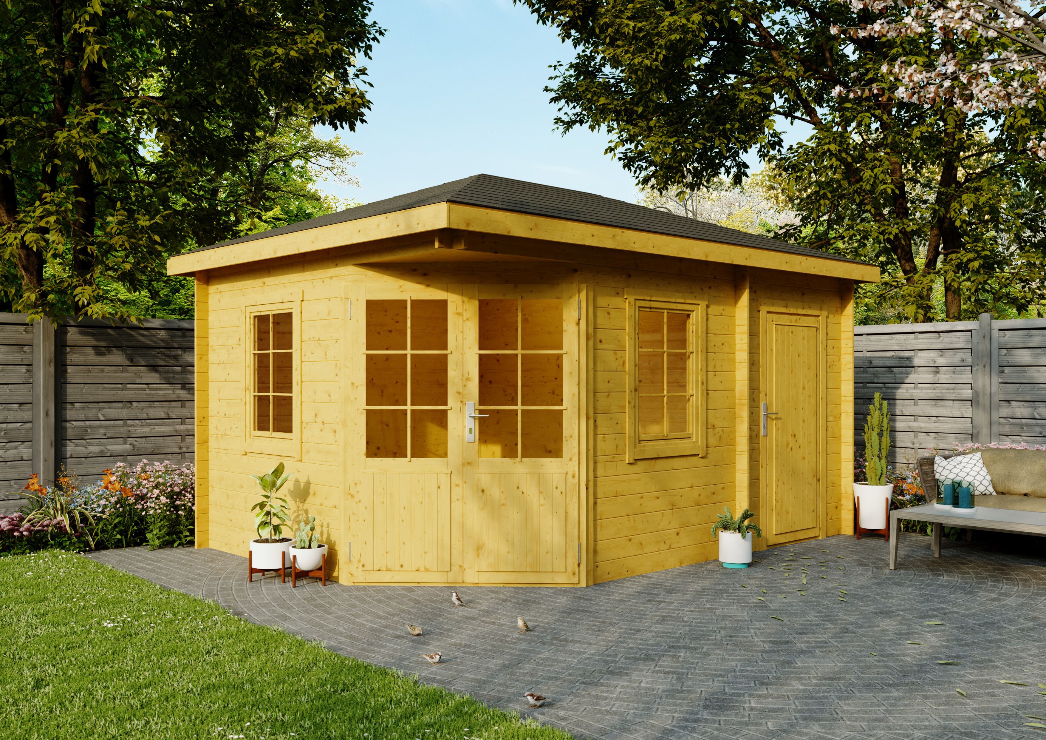Fjordholz 5-Eck Gartenhaus Modell Evelyn 1B