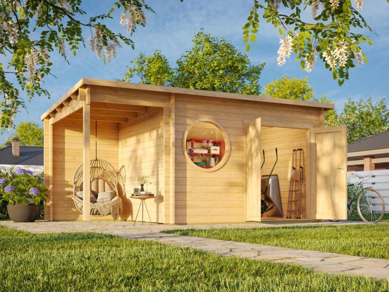Moderne HolzGartenhaus mit Pultdach vom Hersteller bestellen