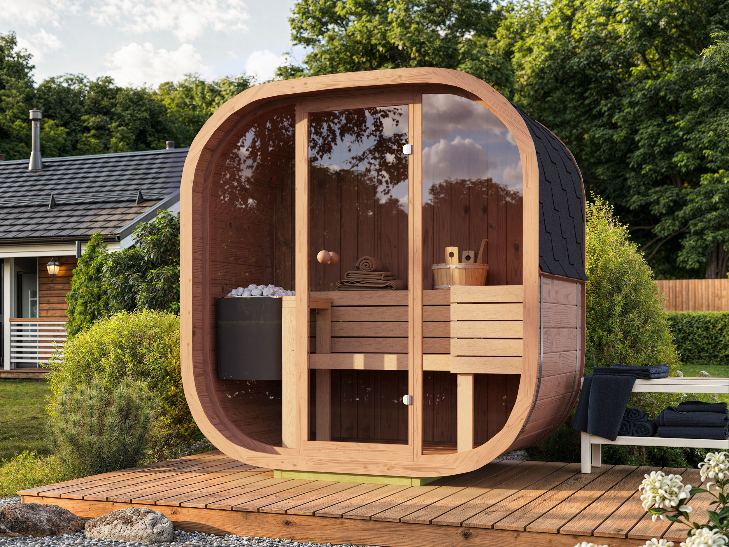 Fjordholz Fass-Sauna Modell Cubus-2 (RAB... Fjordholz Fass-Sauna Modell Cubus-2 (RAB...