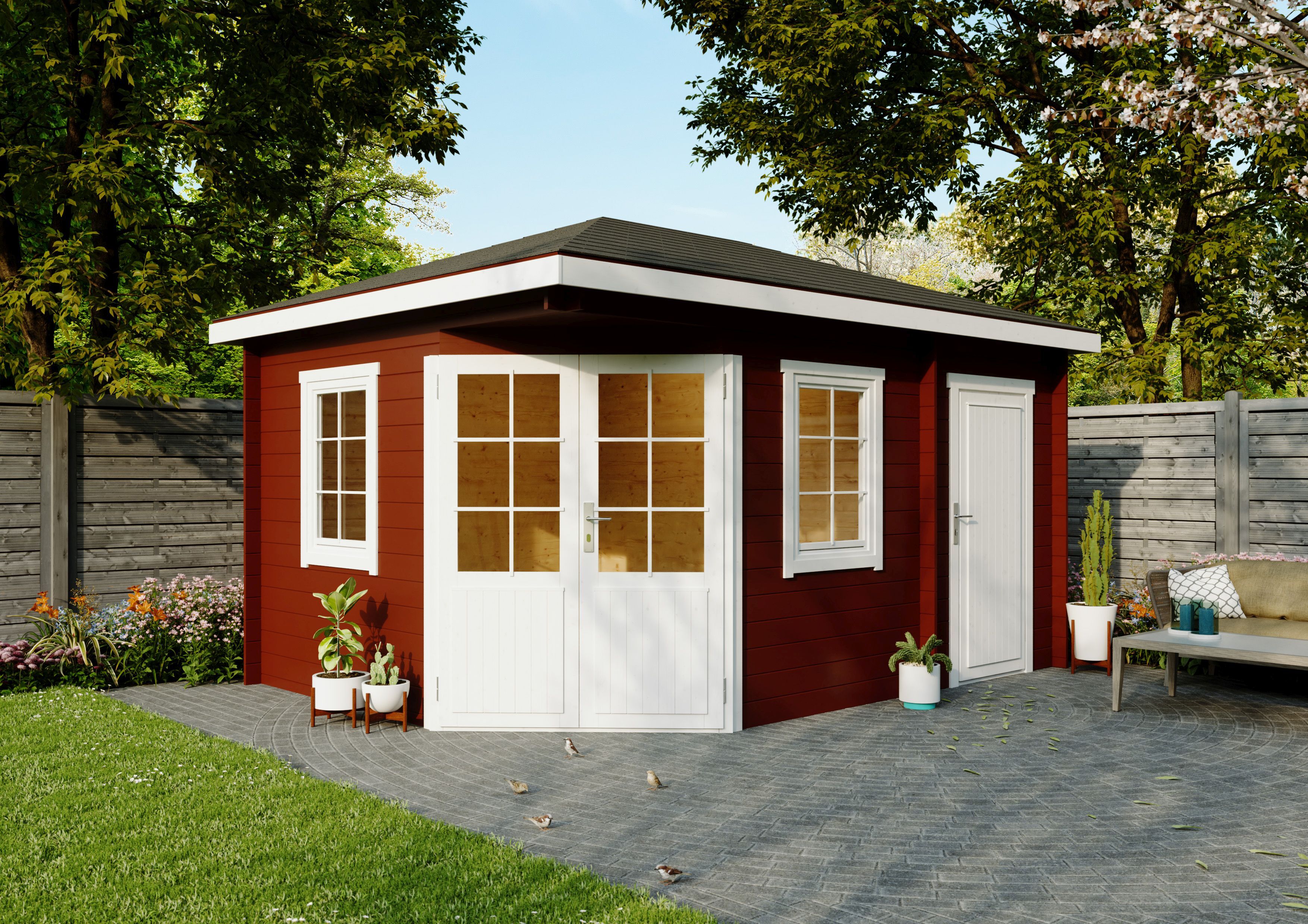 Fjordholz 5-Eck Gartenhaus Modell Evelyn 3D| Rabatt: 26%|3x3m