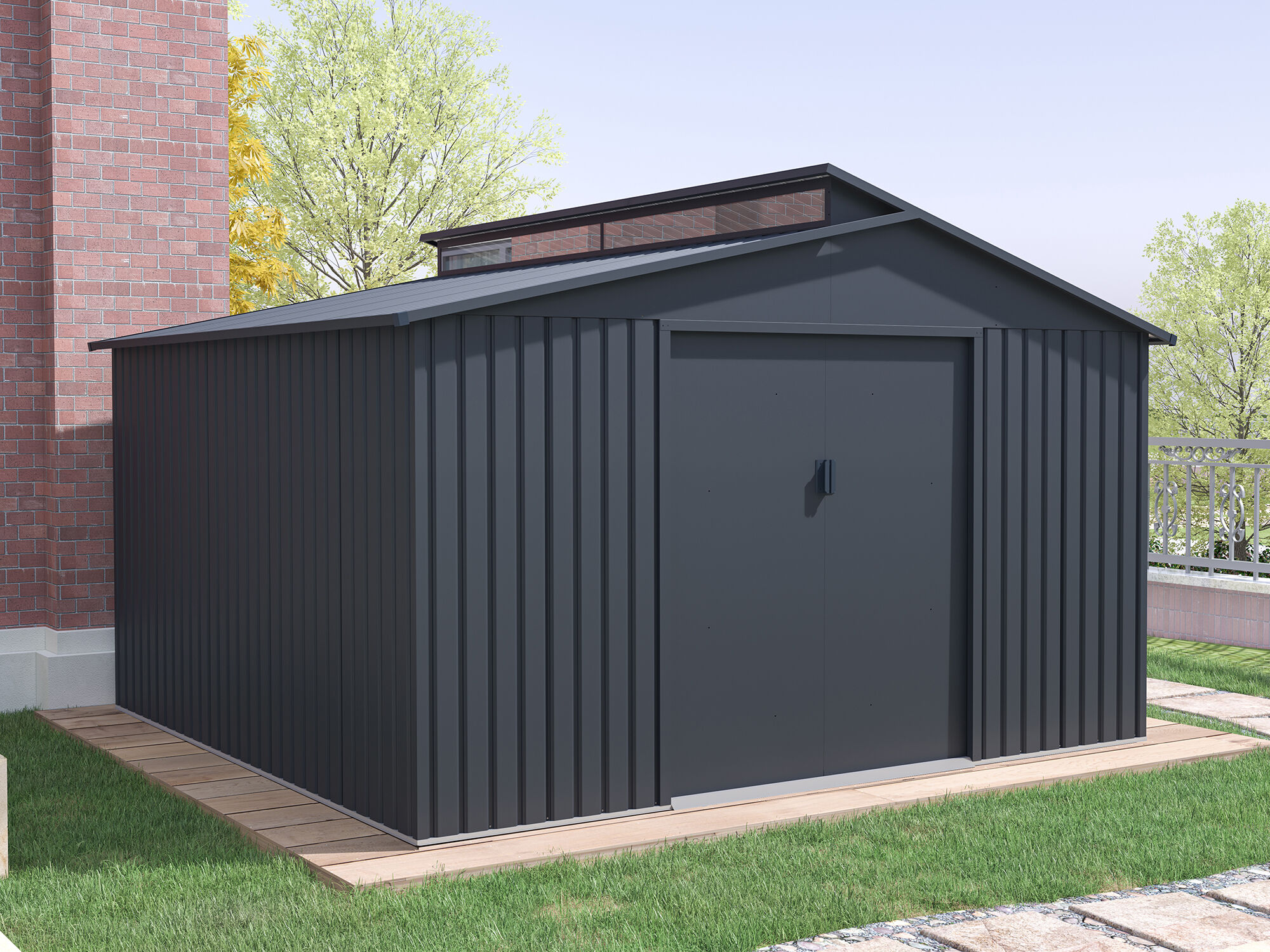 26% Discount! Metall Gerätehaus Modell Viva 13,36 m²