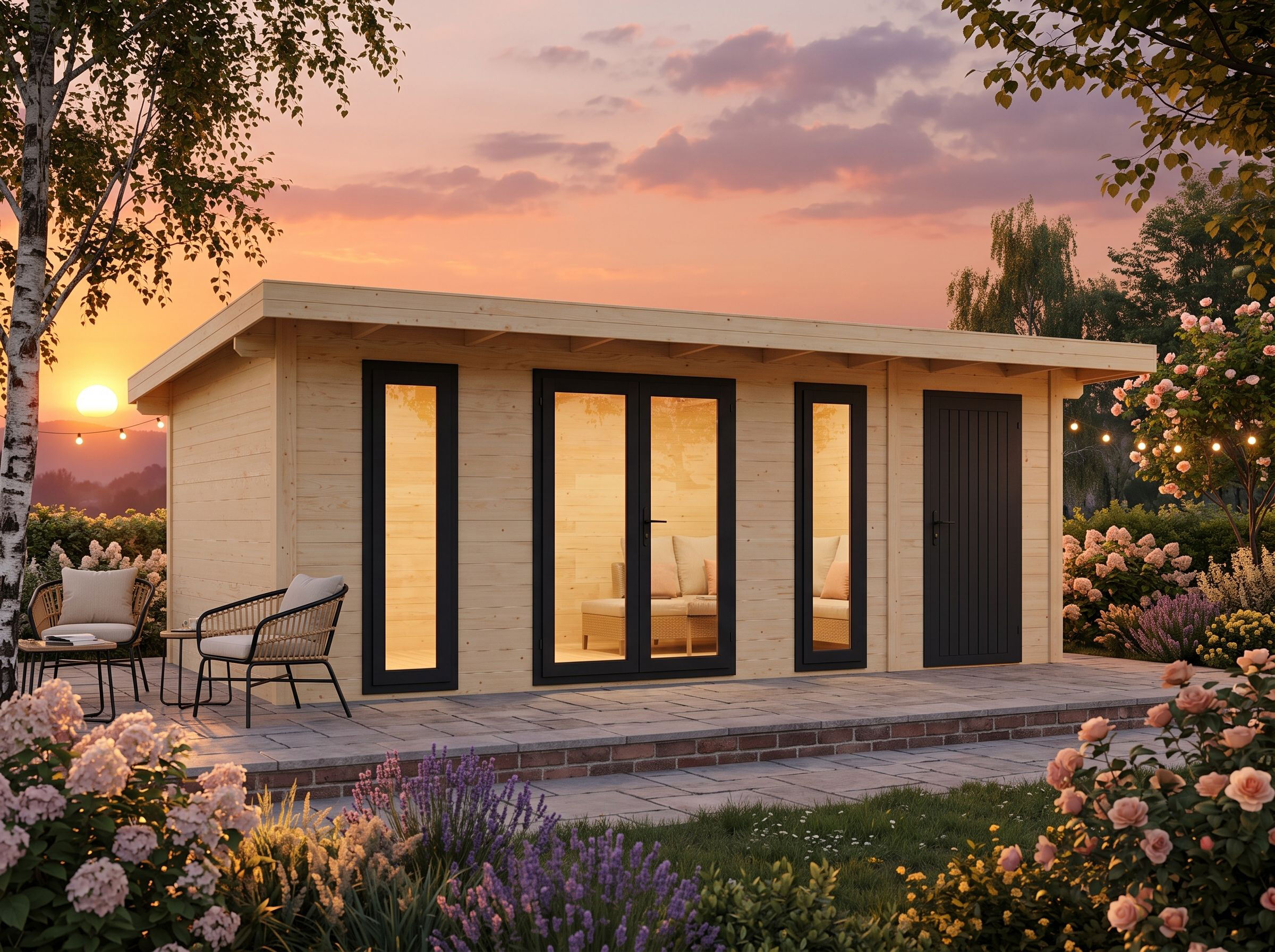 Fjordholz 2-Raum Gartenhaus Modell Alu Line 44-F