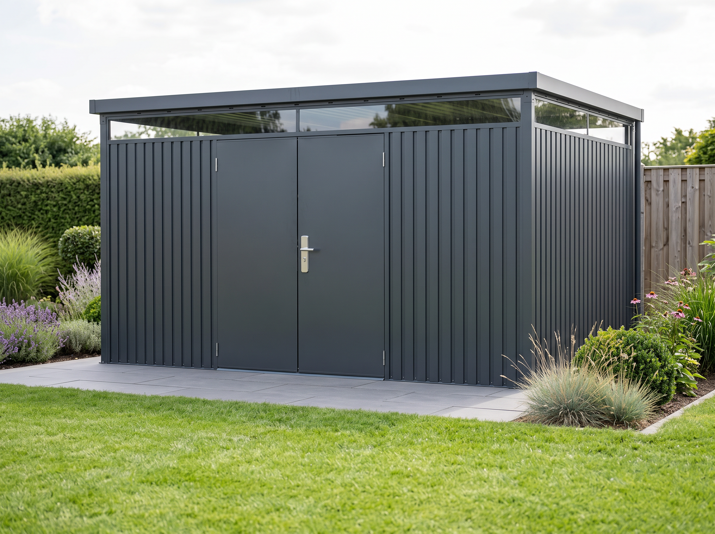 18% Rabatt ✓ 4 × 4 m | StarLine Metall Gerätehaus Solidum 11,4 m² | 2 Raum | modern