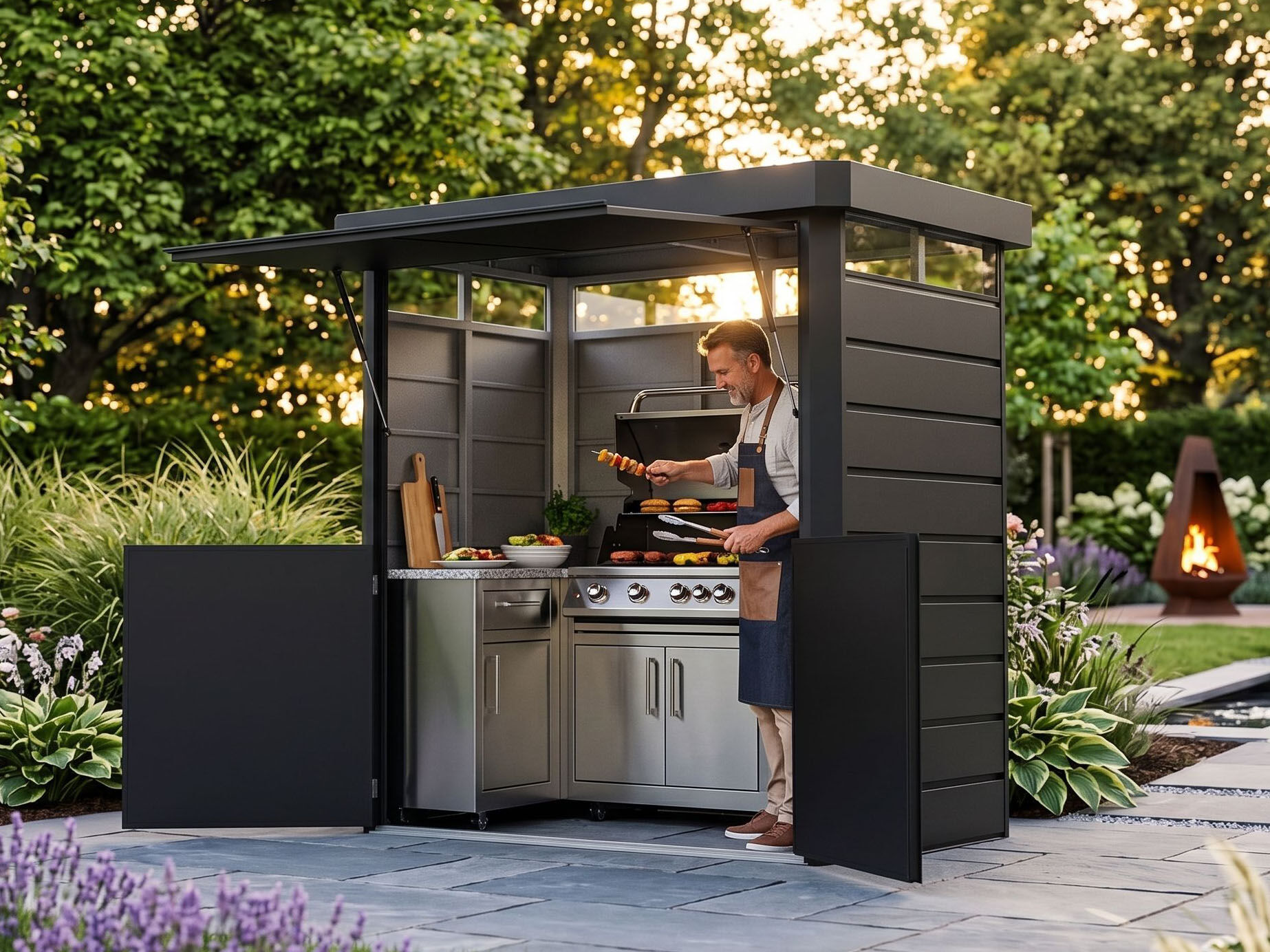 Metall Grillhaus Modell GrillCube 3,26 m² Anthraz| Rabatt: 39%