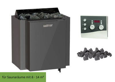 Harvia Qubic Black Steel Kombiofen 9 KW mit externer Steuerung