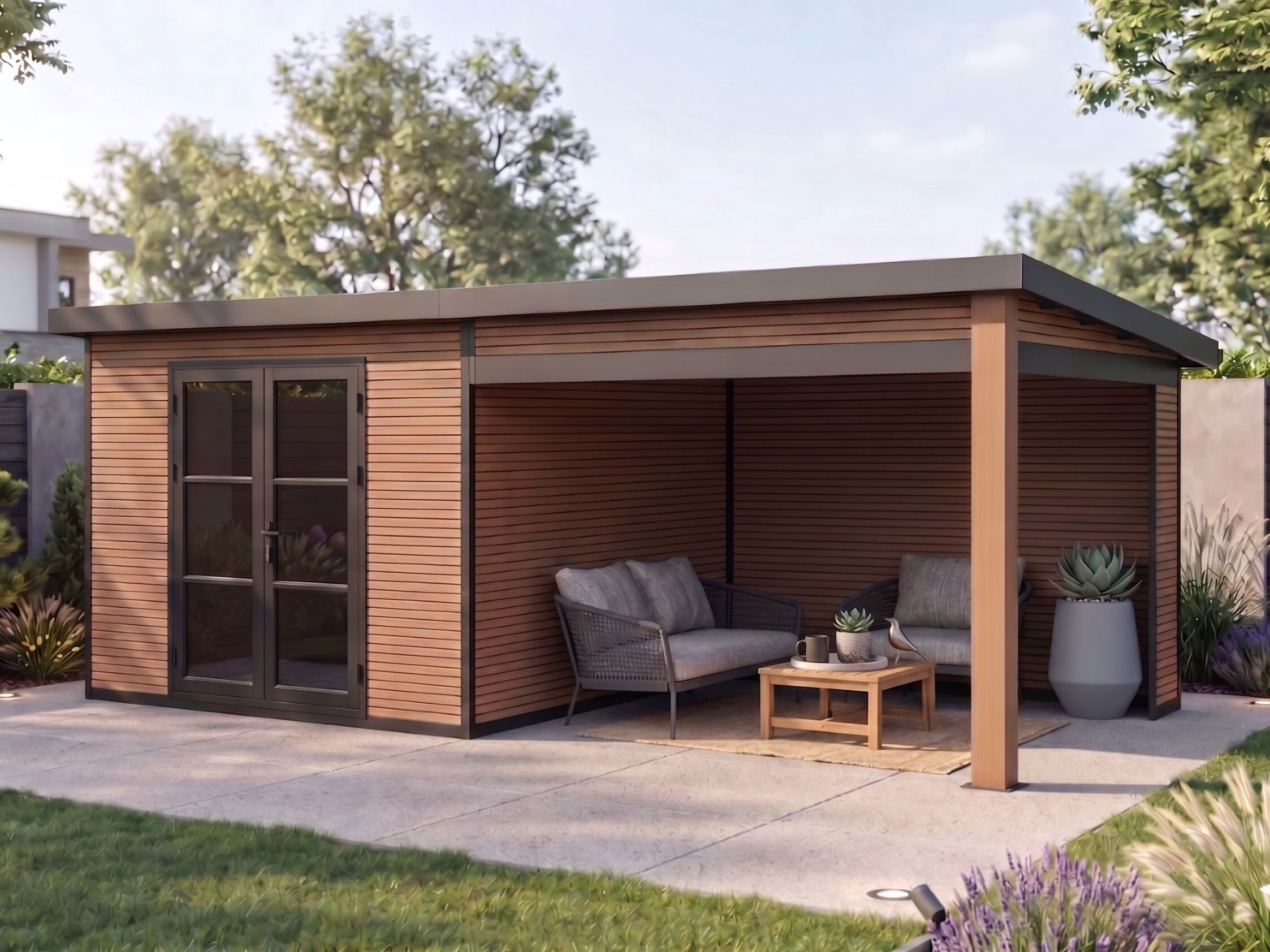 WPC Gartenhaus mit Lounge Modell FineLine 16,90 m²| Rabatt: 26%|6x3m