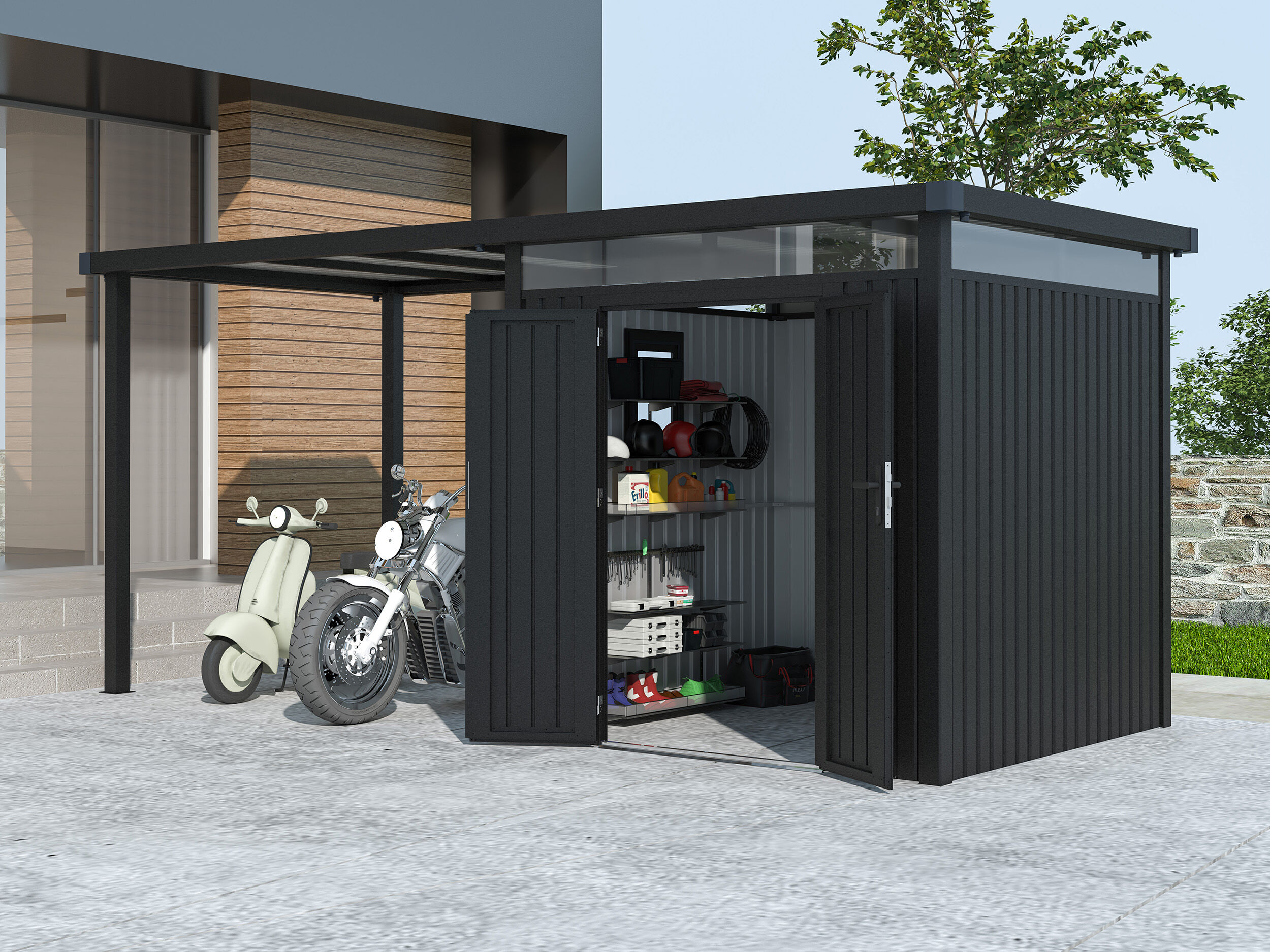 35% reduziert - Metall Gerätehaus Modell Style 4,45 m² Spar-Set 1 6m²