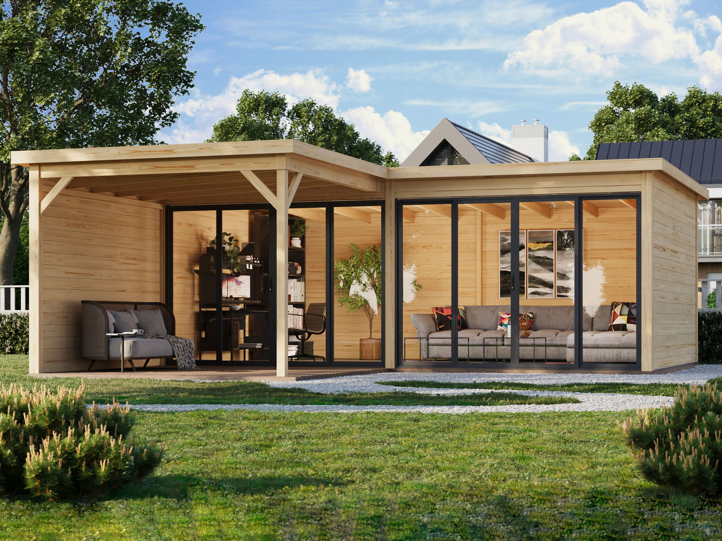 26% Rabatt ! Fjordholz Gartenhütte Modell Office IsoSlide 11 VD 6x4m