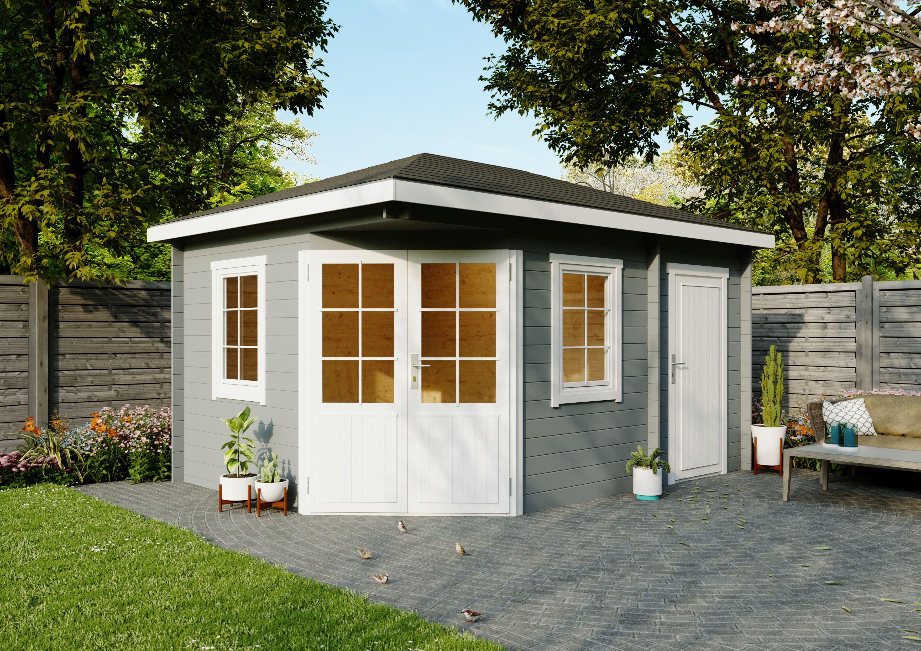 Fjordholz 5-Eck Gartenhaus Modell Evelyn 1B